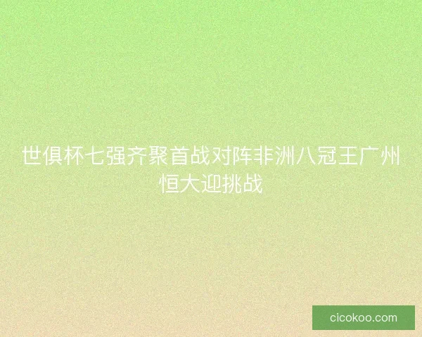 世俱杯七强齐聚首战对阵非洲八冠王广州恒大迎挑战 世俱杯七强齐聚首战对阵非洲八冠王广州恒大迎挑战