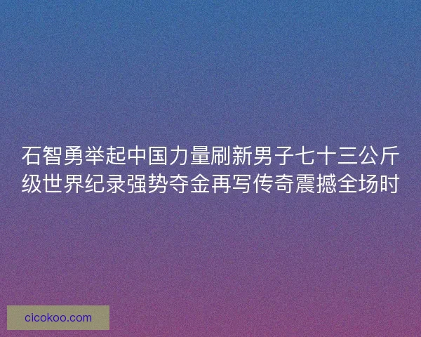 石智勇举起中国力量刷新男子七十三公斤级世界纪录强势夺金再写传奇震撼全场时