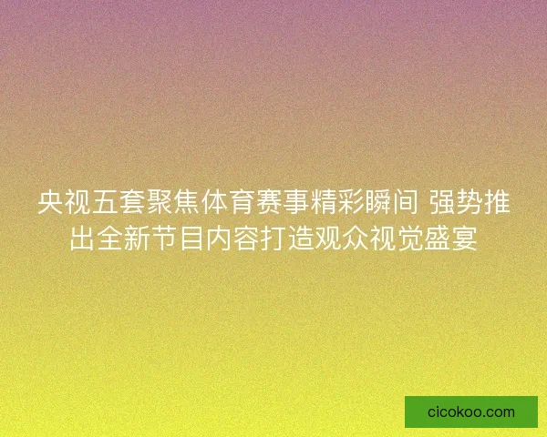 央视五套聚焦体育赛事精彩瞬间 强势推出全新节目内容打造观众视觉盛宴 央视五套聚焦体育赛事精彩瞬间 强势推出全新节目内容打造观众视觉盛宴