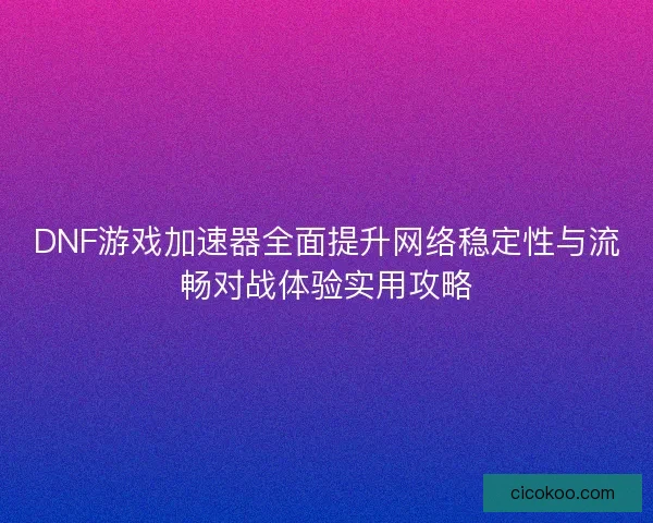 DNF游戏加速器全面提升网络稳定性与流畅对战体验实用攻略